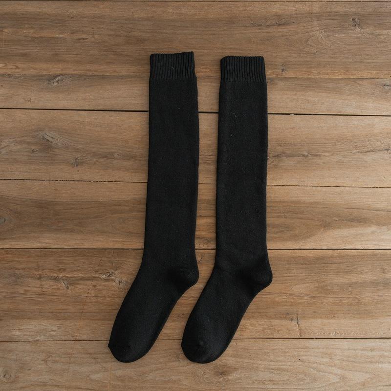 

Мужские толстые чулки до бедра, зимние гольфы, хлопковые носки для осени и зимы, теплые флисовые высокие носки, мужские петлевые длинные носки 1 pair чёрный