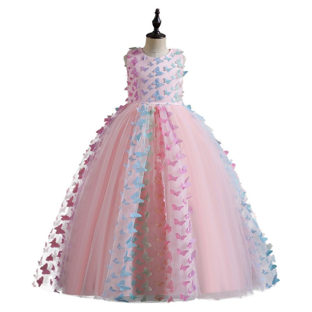 Children's Dress Princess Dress With Bow Solid Color Sequin Performance Cake Dress