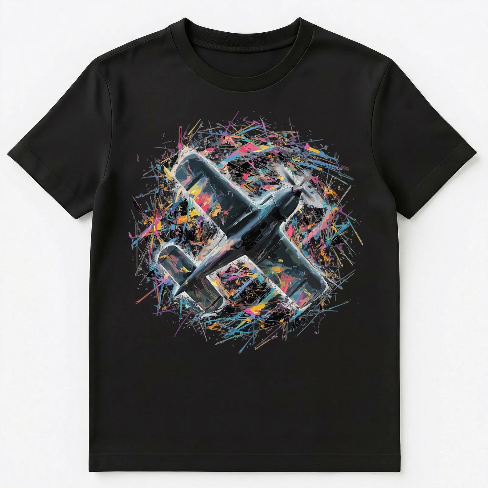 

Colorful Paint Splash Rc Plane Art Graphic Unisex T-Shirt 3XL