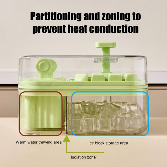 2-in-1 Ice Cube Tray with Lid Easy Push Release Ice Mold for DIY Popsicles Leakproof Freezer Container for Summer Drinks