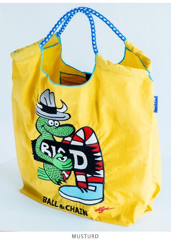Ball & Chain Authentic Large Big D Mustard Shopping BagEco BagShoulder Bag (314104 L, MUSTURD)
