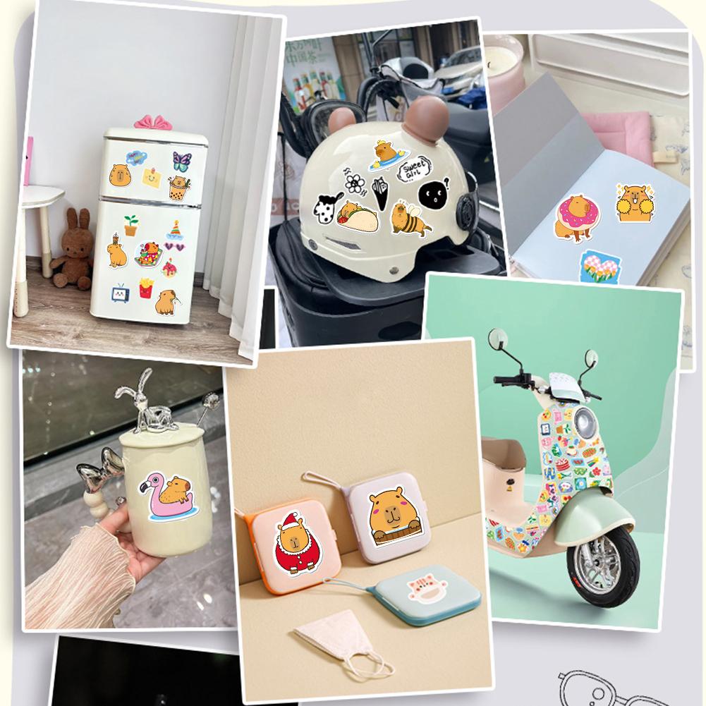 100Pcs Capybara Stickers Cartoon Animal Decals Waterproof Cute Animal and Pet Stickers Multi-Function for Skateboard Book