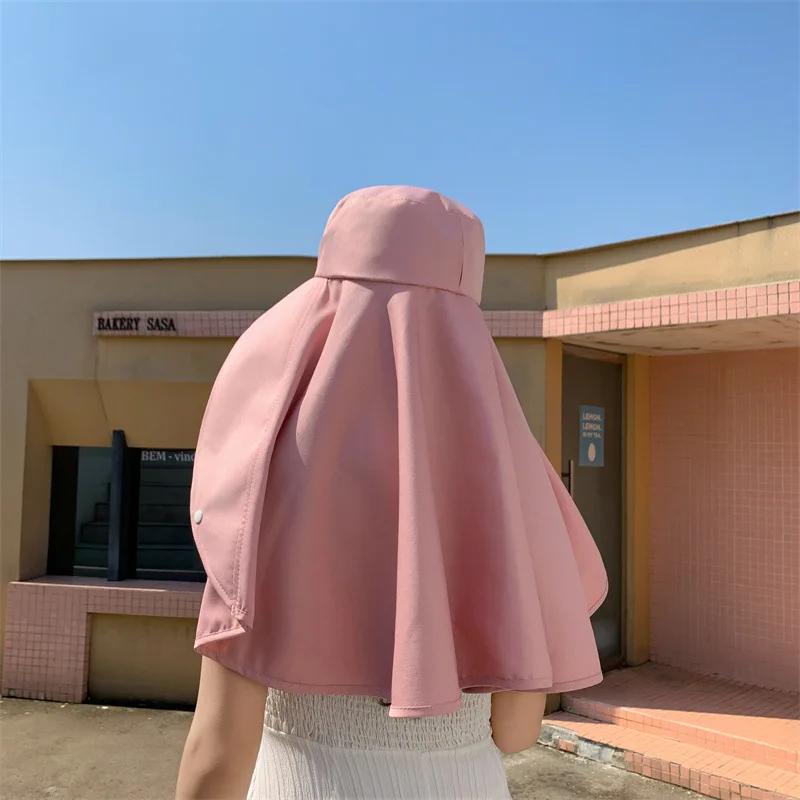 1/2/3PCS Summer Women's Sun Protection Sunshade UV Protection Hat Large Brim Face Covering Hat Face Mask Neck Protection Hat