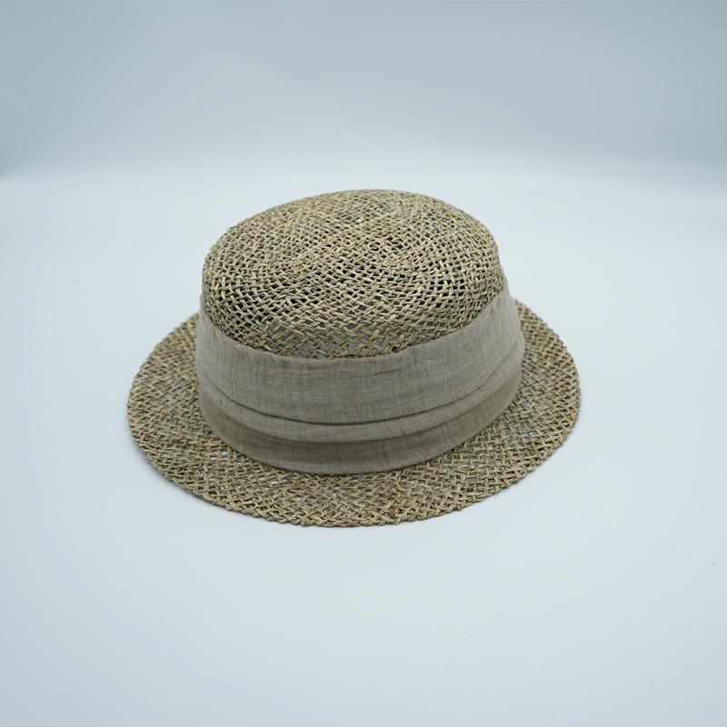 French Retro Japanese Woven Hollow Straw Top Hat Women'S Summer Small Brim Short Brim Panama Flat Top Straw Hat Foreign Trade