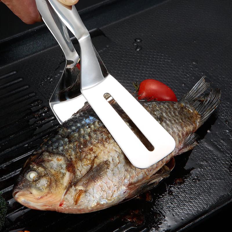 Stainless Steel Frying Fish Clip and Spatula Set