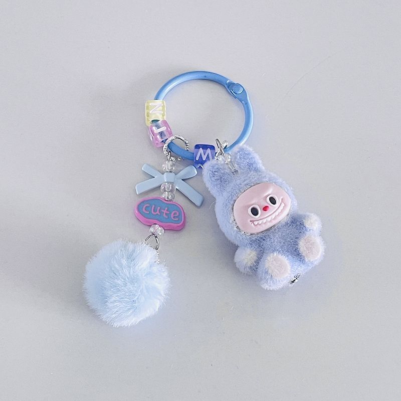 Plucked Mini Labubu Hairball Cute Grain Backpack Mobile Pendant Cute Keychain Gift
