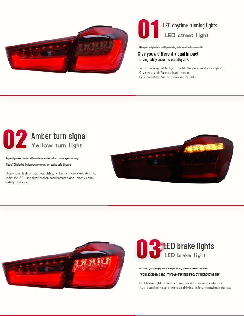 Mitsubishi 13-18 Jin Xuan LED Taillight Assembly with Daytime Running and Brake Lights for ASX