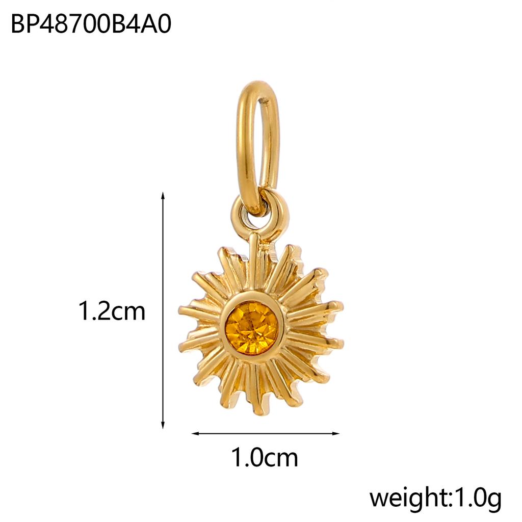 CARLIDANA Ins Style French Vintage Gold Color Sun Charms With Natural Stone Star Shine Stainless Steel DIY Fashion Jewelry