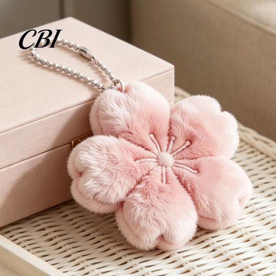 Tote Bag Keychain 1/2/3Pcs Pendant, Soft Plush Cherry Blossom Design Key Chain, Pink Floral Accessory Style Backpack Holder, Portable for Bags