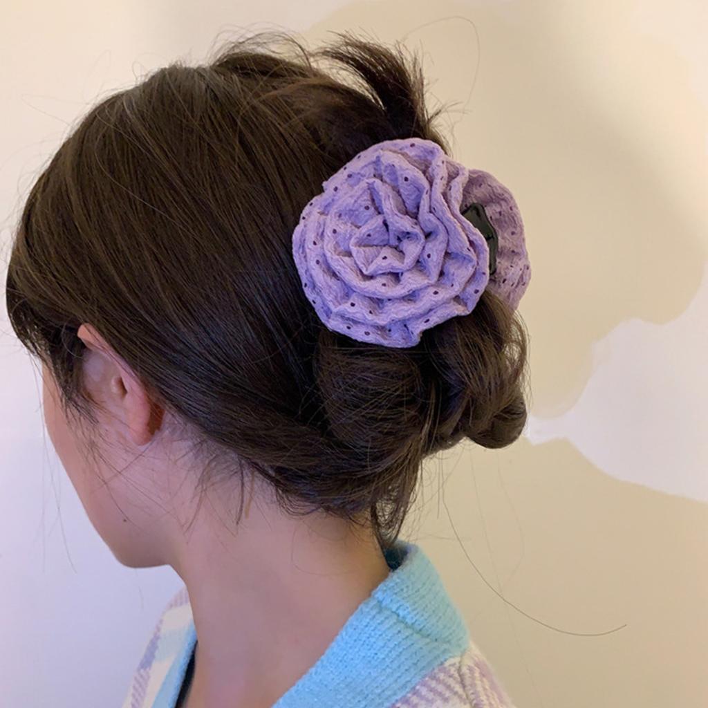 New Korean Sweet Cute Rose Hair Grab for Women Elegant Design Horsetail Shark Clip Colorful Vacation Hair Accessories