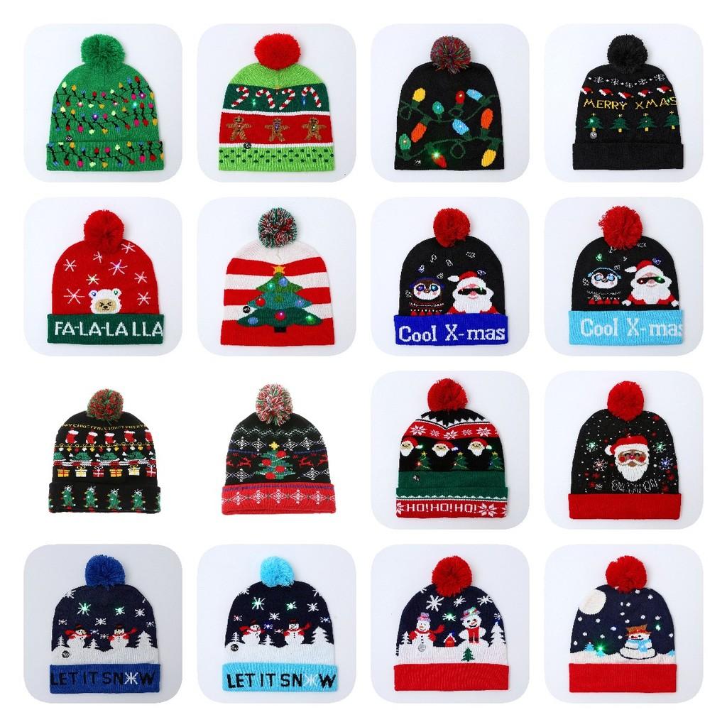 Unique Patterned Christmas Beanie Hat With Bright Led Lights For Winter Cheer