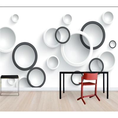 Tapete Einfache 3D Schwarz-Weiß-Stereo-Kreis-TV-Hintergrundwand Wohnzimmer Schlafzimmer Restaurant Dekoration Wandbild