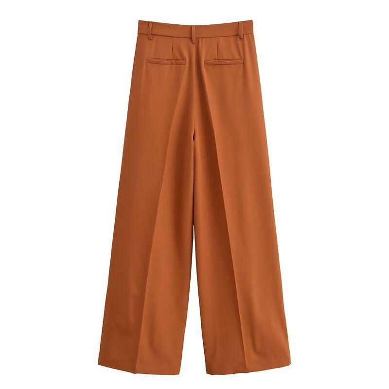 Fashion Style 2024 Fall and Winter New Women's Clothing Slim Looking All-Match Commute Mid Waist Width Faded Casual Pants 8977316