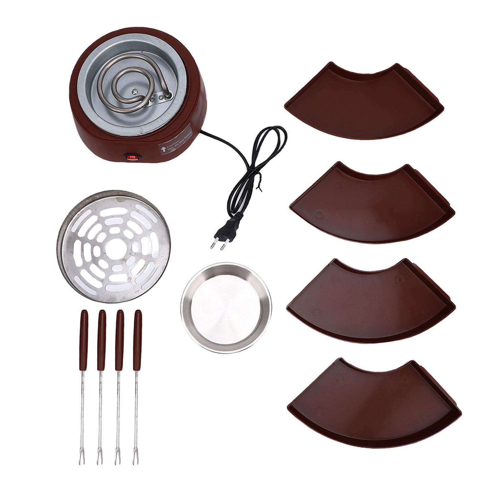 Koogeelife Brown 2 In 1 Electric Smores Maker And Fondue Pot Indoor Tabletop Marshmallow Roaster With 4 Roasting Forks 4 Detachable