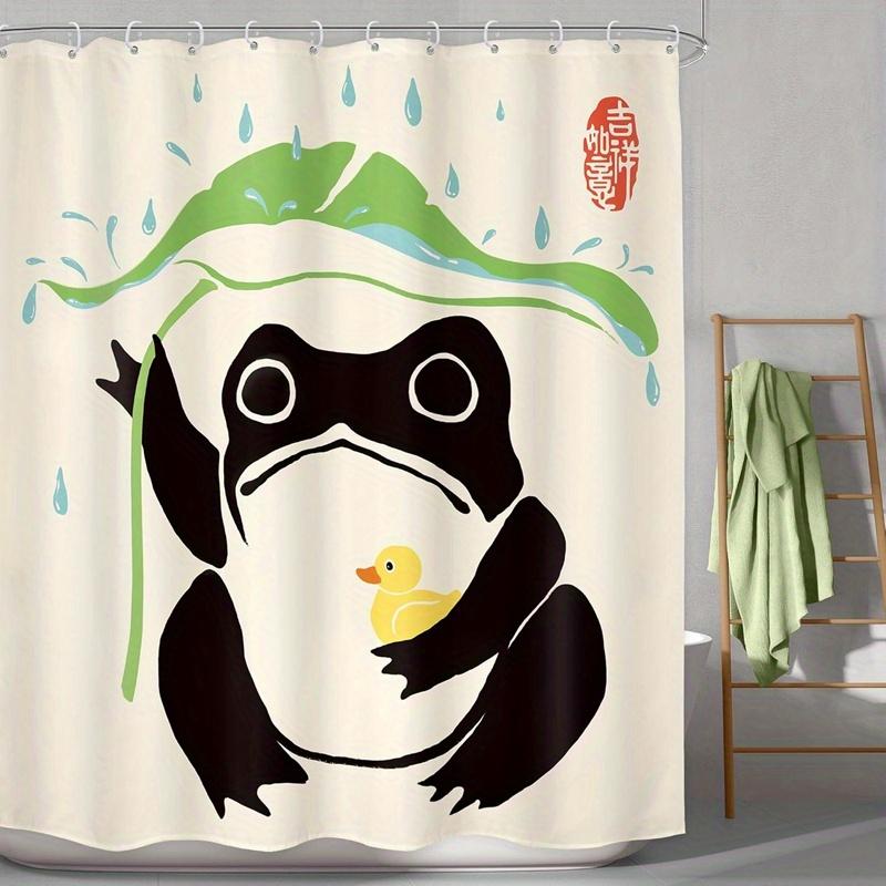 Cute frog shower curtain - bathroom waterproof fabric - perfect for fun and whimsical decorations W90XH180cm