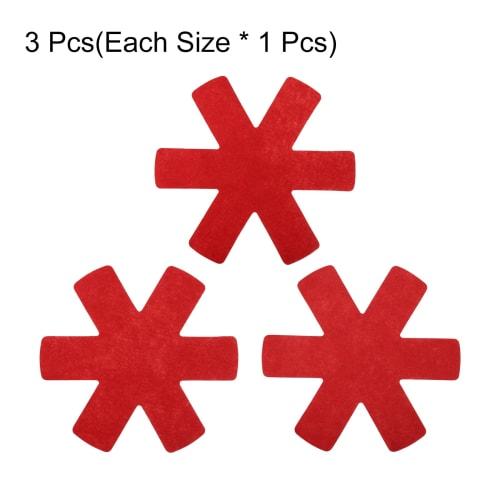 uxcell Pot and Pan Protectors, Set of 3, Stacking Felt Pan Protectors and Dividers for Glass Ceramic Plates, Red