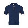 European and American Men's Clothing Summer New Casual Loose Towel Jacquard Cloth Zipper Placket Men's Short-sleeved Polo Shirt