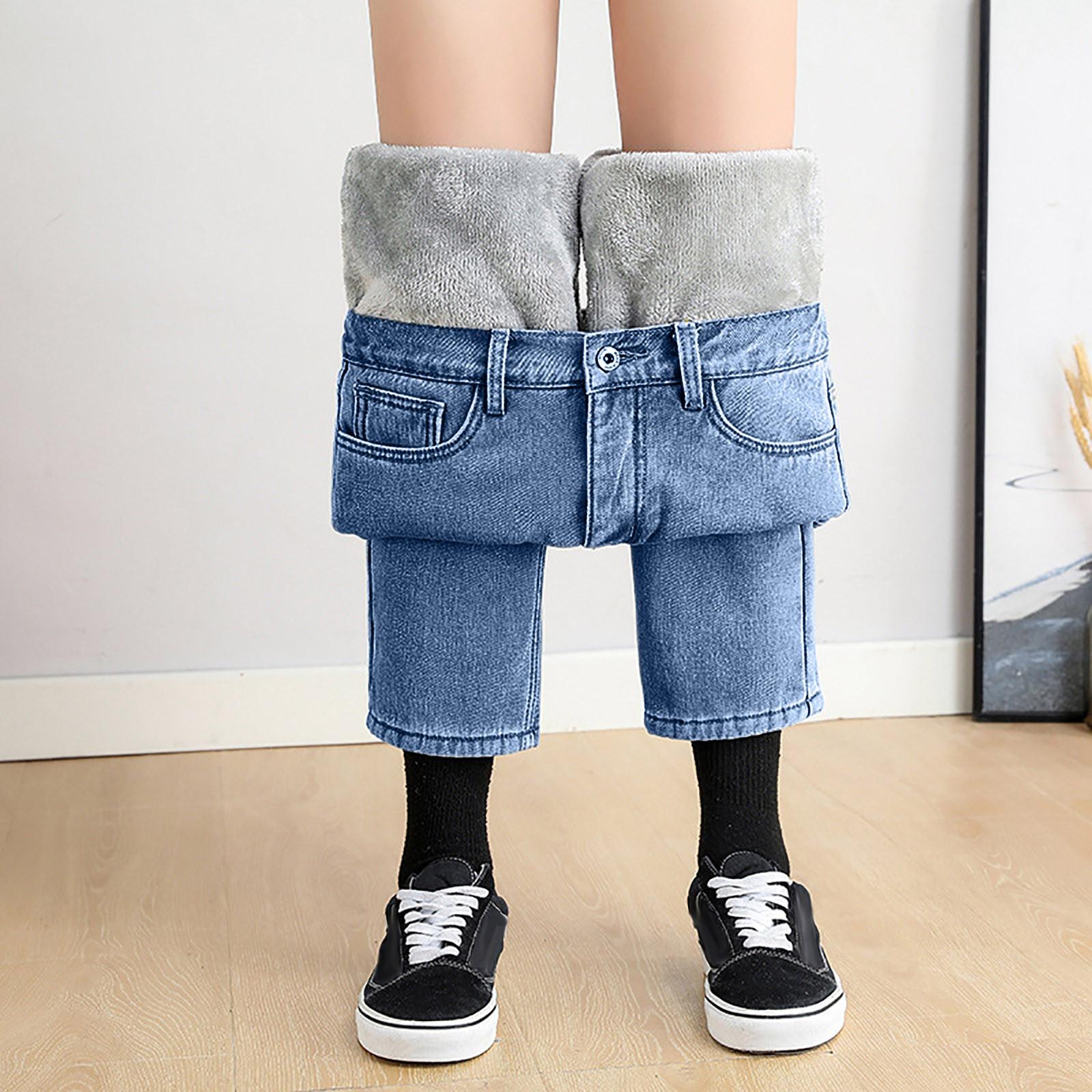 

Модные женские плюс бархатные свободные повседневные джинсы с высокой талией, прямые брюки M