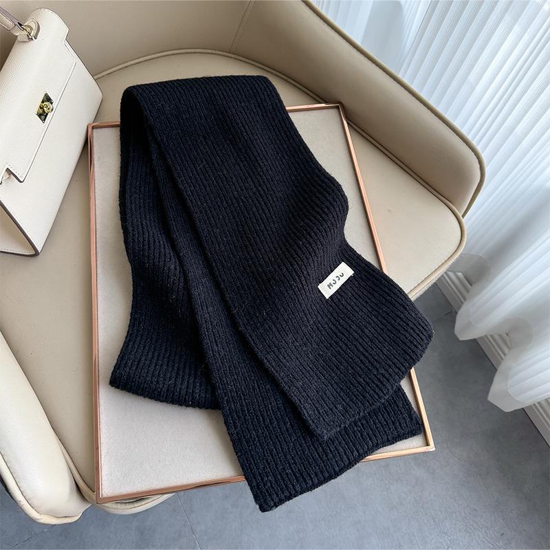 New Autumn and Winter Knitted Scarf Women's Fashion Classic Solid Color Versatile Scarf Simple Korean Version Thickened Warm Small Scarf
