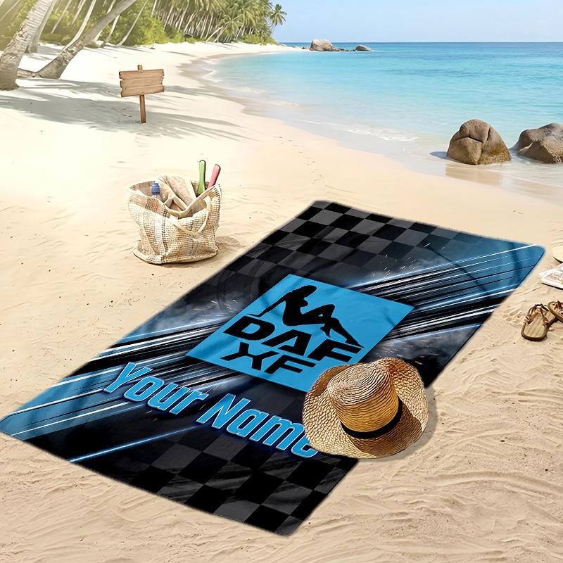 Asciugamano da Spiaggia Personalizzato DAF, Stampa il Tuo Nome Testo Asciugamano Leggero Assorbente per Nuoto Viaggio