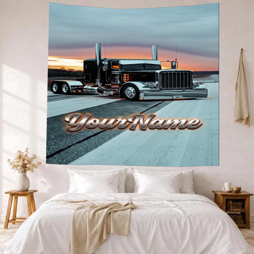 Peterbilt Heavy Trucks Custom Your Name Wall Decor Tapestry Art For Pet Memorial Birthdaywedding Party Backdrop Family Gift
