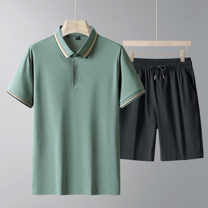 Men's DK9902-266 Ice Silk Quick-Dry Sports Suit: Short Sleeve Polo & Shorts - Casual Breathable Summer Wear