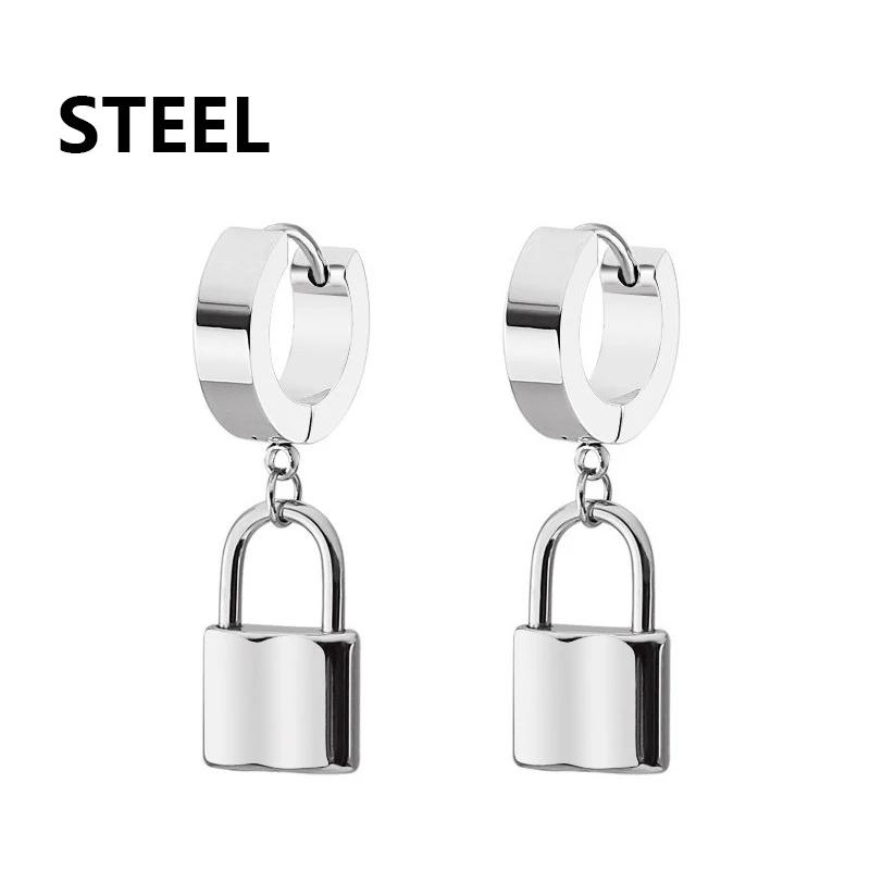 1Pair Punk Gothic Stainless Steel Stud Earring Creative Blade Pendant Punk Rock Razor Blade Earrings Gothic Hip-hop Ear Zircon