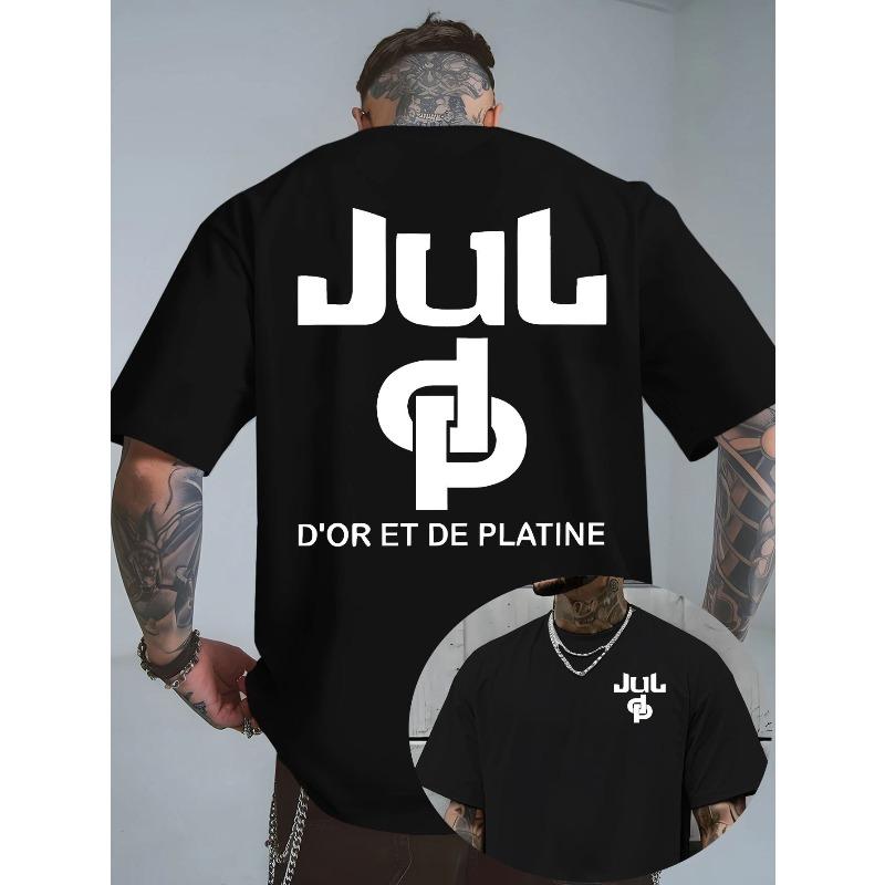 

European Size JUL D OR ET DE PLATINE: Decoding Symbols And Text,Exploring The Genes of Light Luxury Style Print T-Shirts,Comfortable Round-Neck Fabric 4XL чорний