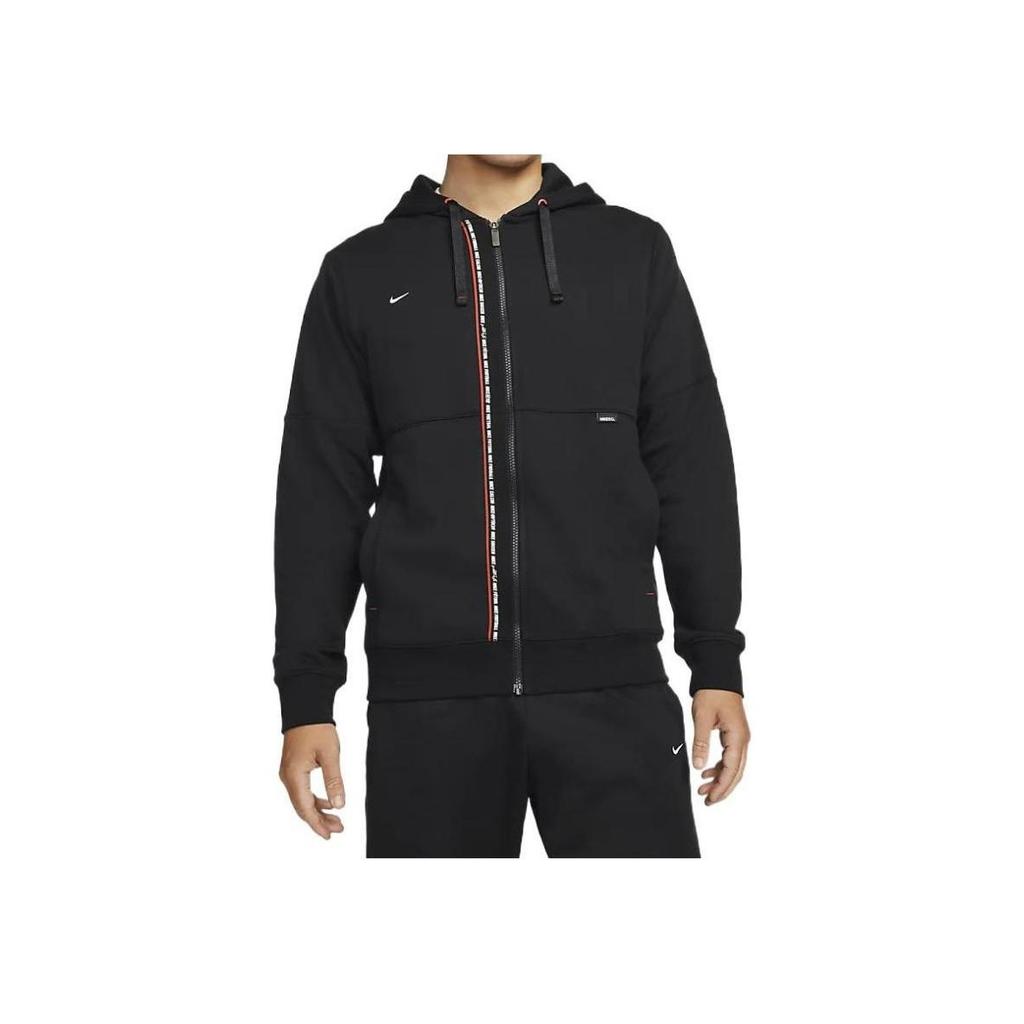 Nike Logo Printed Zip-Up Hoodie Men Outerwear Black DH9685-010