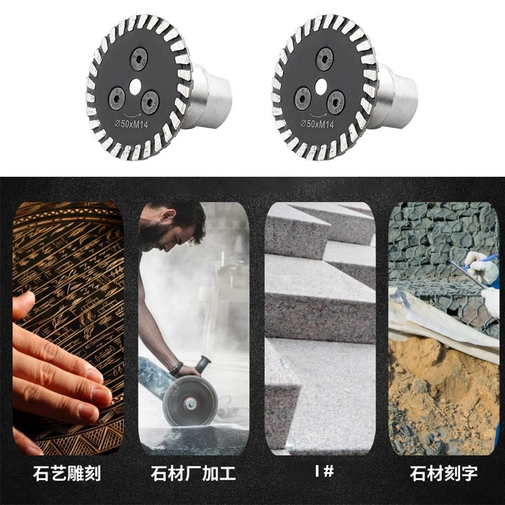 30/40/50mm Gravur Diamant Sägeblatt M14 Gewinde Mit Abnehmbarer Flansch Turbo Trennscheibe Für Granit Marmor Stein Schneidwerkzeug