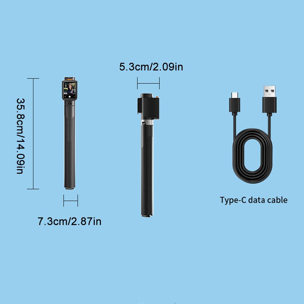 Handheld RC Selfie Stick with Screen Telescopic Record Tool Automatically Pops Up Anti-Shake Selfie Vlog Monitor for Smartphone