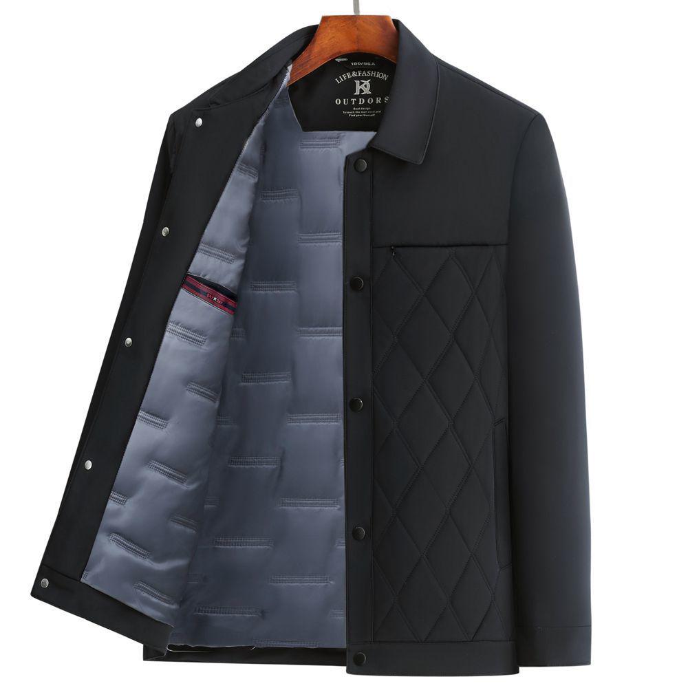 Men's Autumn/Winter Thickened Cotton-Padded Jacket for Middle-aged and Elderly, Dad's Lapel Jacket, Outerwear.