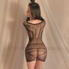 Rhinestone See-through Mesh  Women Tight Bodystocking Mesh Dress Sexy Fashion Short Stretch Bodycon Dresses Nightdress