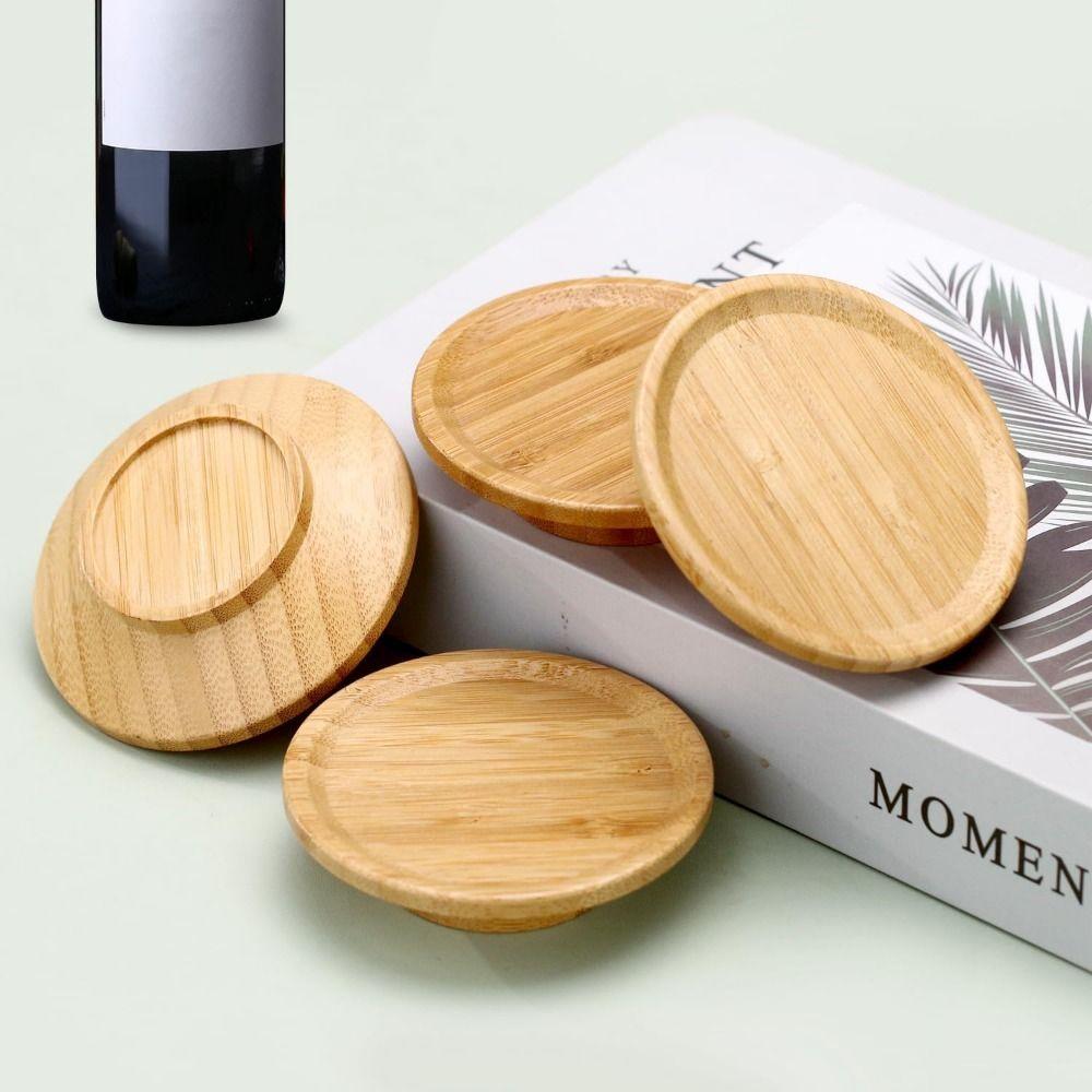 4Pcs Creative Wine Glass Topper Leakproof Wooden Red Wine Lid Wine Glass Covers  Restaurants