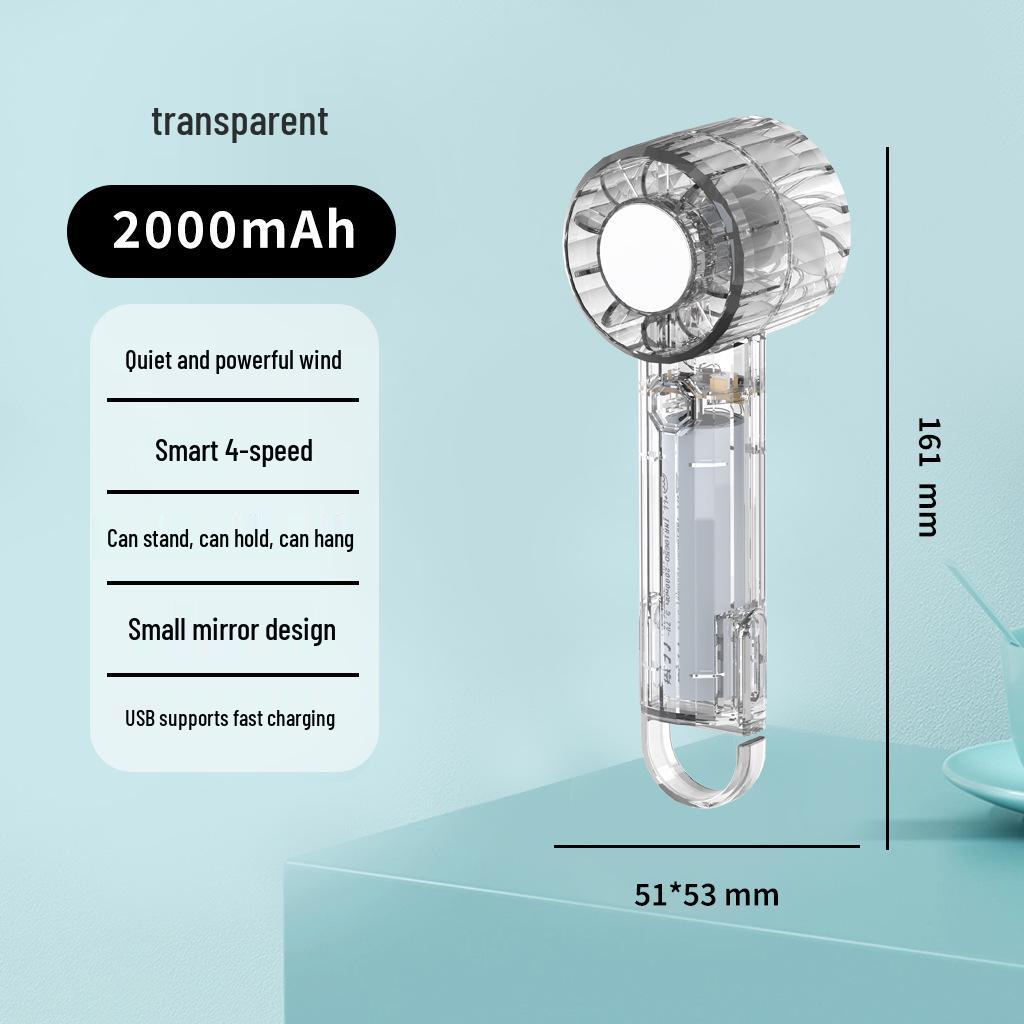 2026 High-Speed Mini Turbo USB Handheld Fan - Long-Lasting Transparent Design Turbo Fan with Ambient Light