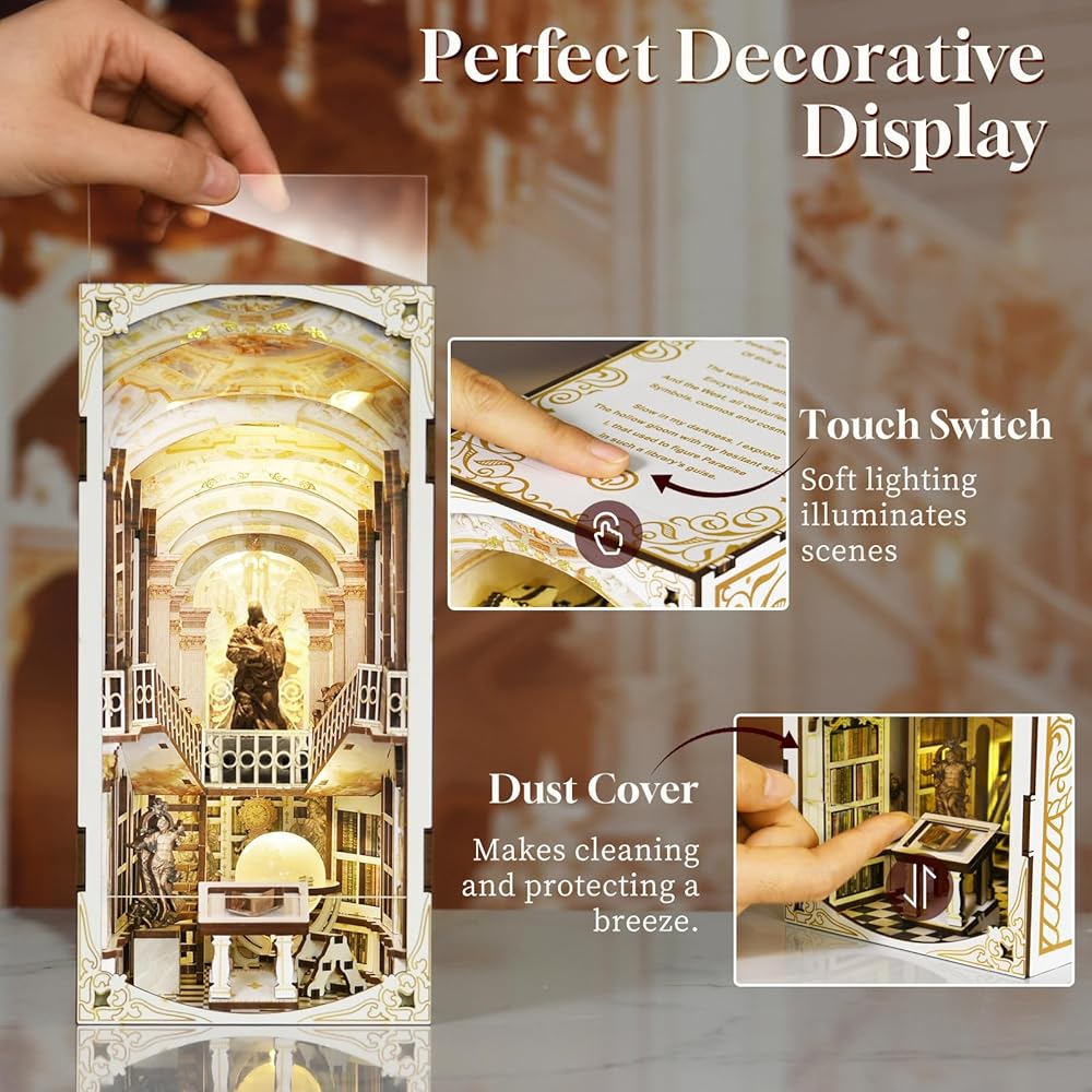 MiniCity DIY Book Nook Kit 3D Miniature House with LED Decoration Wood Craft Bookend for Teens and Adults