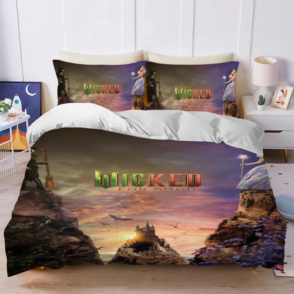 Movie W-Wicked For Good Duvet Cover Set Soft Wash Bed 3 Piece Summer Comfortable Student Dormitory Home Baby Bedding Best seller