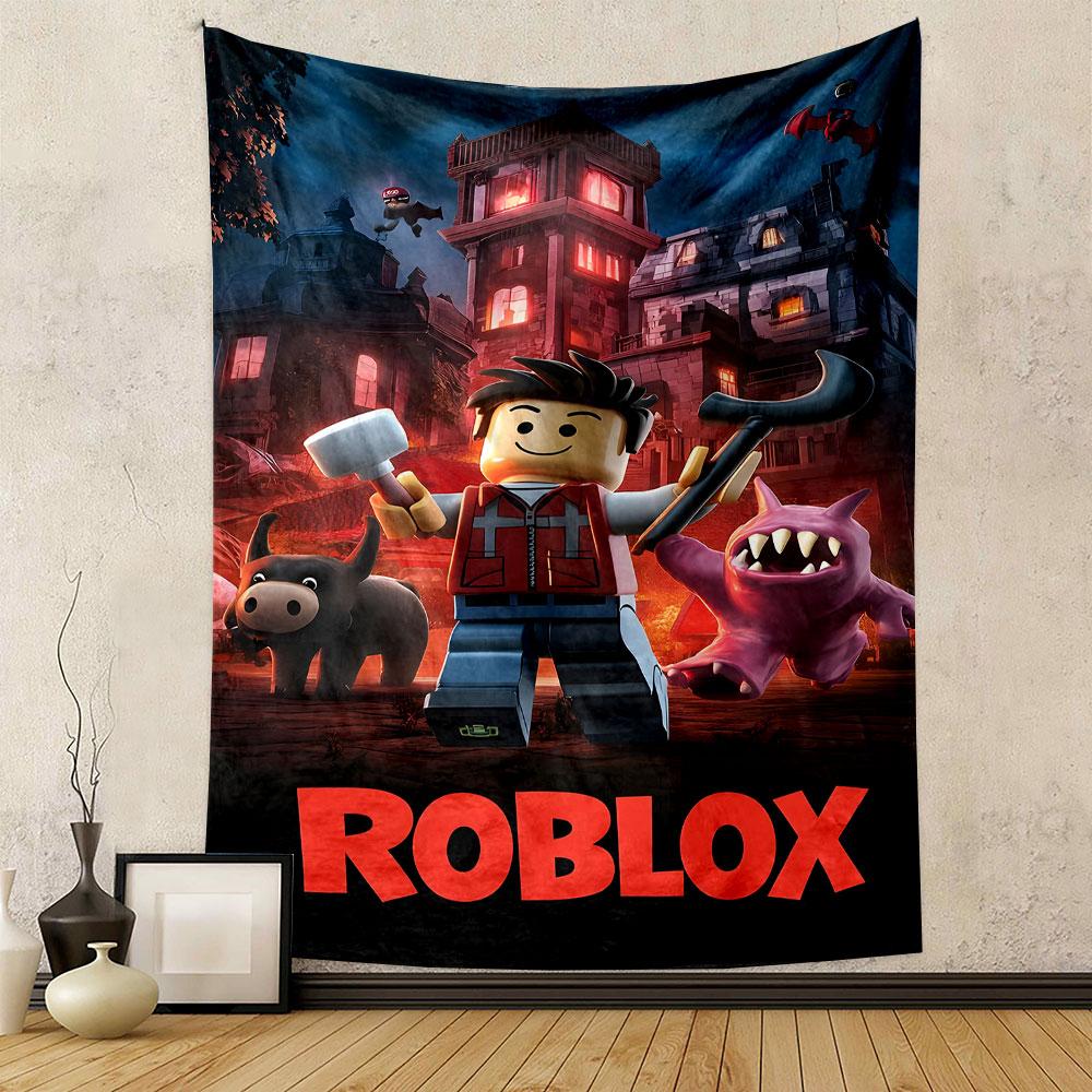 "Roblox Adventure: Haunted Mansion Scene" Patterned Tapestry Decorative Wall Hanging, Home Bedroom Living Room Decor