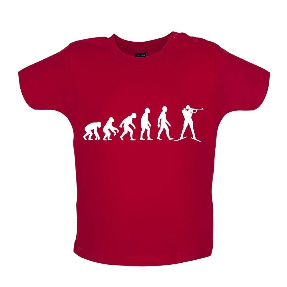 Evolution of Man Biathlon - Baby Kids Boys Girls Unisex T-Shirt / Babygrow - Cross Country Shooting 120