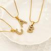 European & American Stainless Steel Diamond Alphabet Pendant Clavicle Chain Necklace for Women