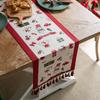 Decorative Fringed Dining Table Tablecloth Colored Woven Jacquard Red Elk Snowman Christmas Table Flag