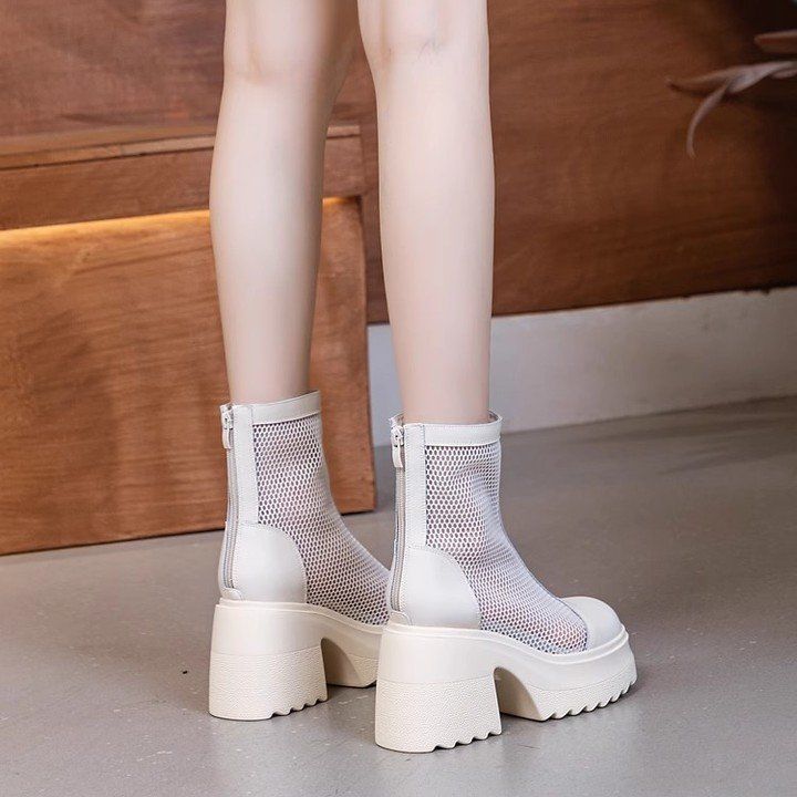 

Ботинки мартин женские 2025 лето тонкие полые сетчатые ботинки женские дышащие сетчатые на толстом каблуке высоком каблуке короткие ботинки женские маленькие крутые ботинки 40