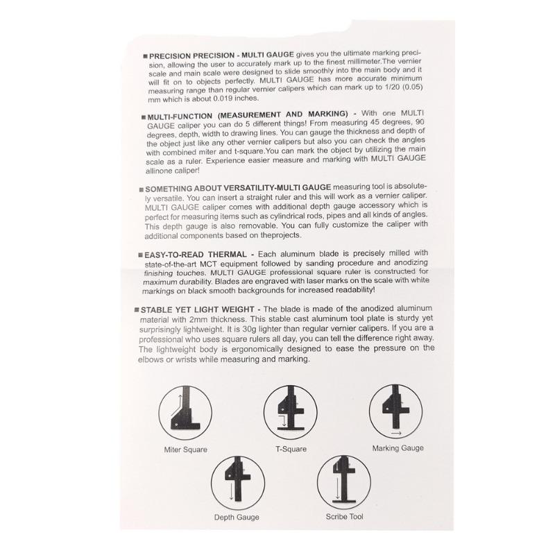Aluminum Alloy T-rule Carpentry Scribing Ruler Multifunctional Measuring Caliper