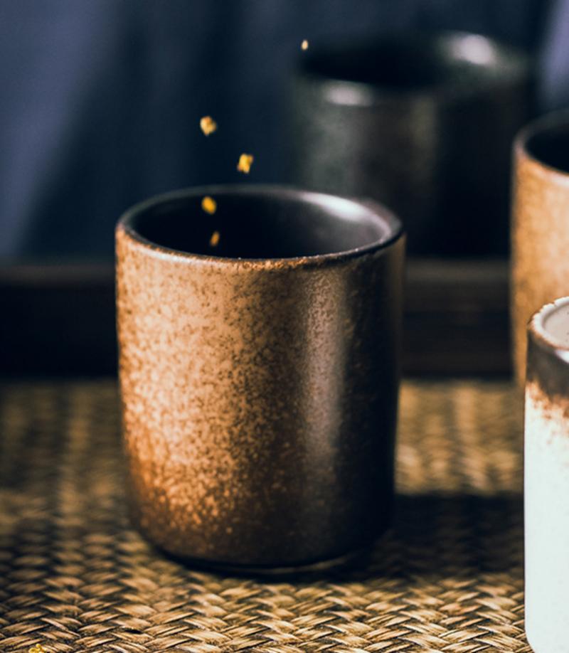 retro japanese tea cup juice coffee cup glass water glass stone ceramic drawing rough ceramic tea pot kung fu
