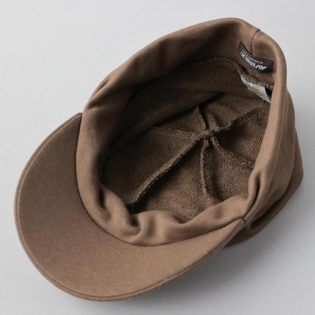 AVIREX Sweat Knit Cap with Newsboy Work Military Watch Brown Men's Brim, Cap, Cap, Style, Golf, Cap, glt-av019,