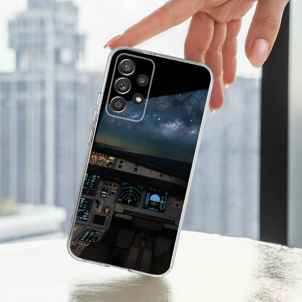 Aviation Cockpit Pilot Phone Case For Samsung A30,71,51,S9,10,20,Ultra,FE,Lite,S25,24,22,23,21,PIus,Transparent, Silicone
