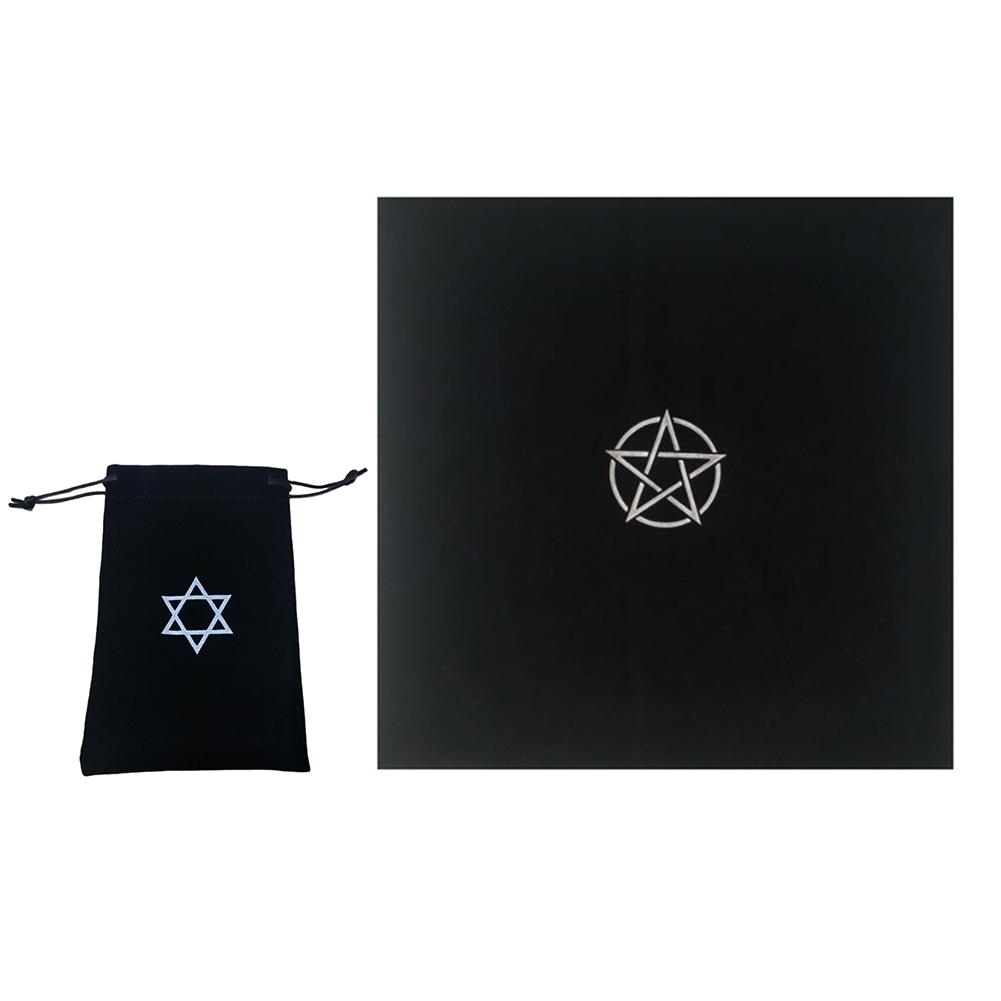 Pentagram Tarot Tablecloth with Bag Velvet Altar Tarot Cloth 50x50cm Divination Table Cloth Home Table Decoration