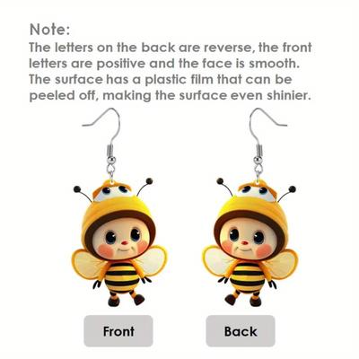 Hot Bee Pattern Acrylic Colorful Drop Earrings Creative Lovely Insect Dangle Earrings for Women Cute Girls Party Jewelry Gift
