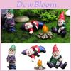 Set aus 4 Stück Miniatur Unartige Zwerg Statuen für skurrile Gartendekoration und Spaß