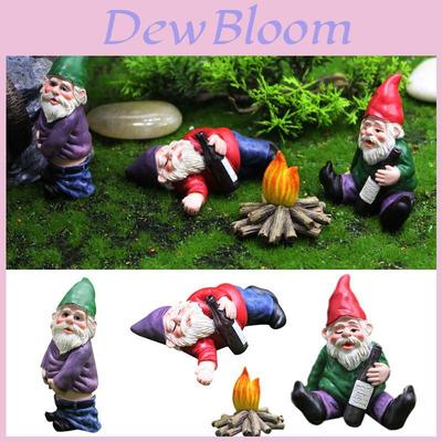 Set Of 4pcs Miniature Naughty Gnome Statues For Whimsical Garden Decor And Fun